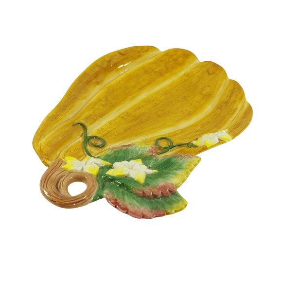 Condiment Serving Dish Fitz and Floyd Classics Autumn Gourd With Flowers Vintage - Picture 4 of 8